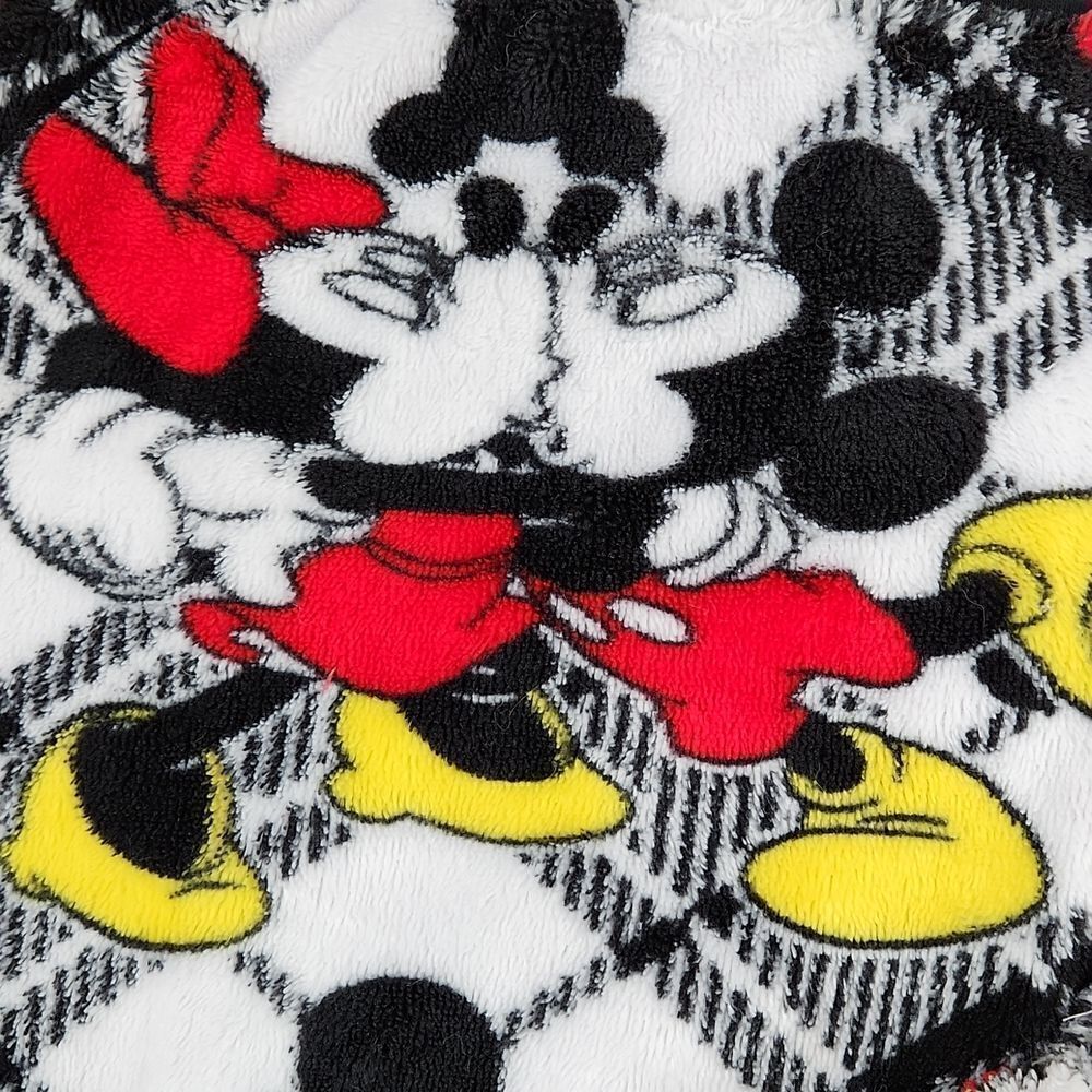 💜Disney Black & White Mickey & Minnie Print Fleece Pajama Pants Medium - Picture 6 of 8